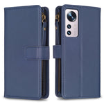 Custodia per telefono a conchiglia in pelle con portafoglio con cerniera a 9 slot per schede, For Xiaomi Redmi 10C, For Xiaomi 12 Pro, For Xiaomi 12, For Xiaomi Redmi Note 11 Pro