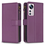 Custodia per telefono a conchiglia in pelle con portafoglio con cerniera a 9 slot per schede, For Xiaomi Redmi 10C, For Xiaomi 12 Pro, For Xiaomi 12, For Xiaomi Redmi Note 11 Pro