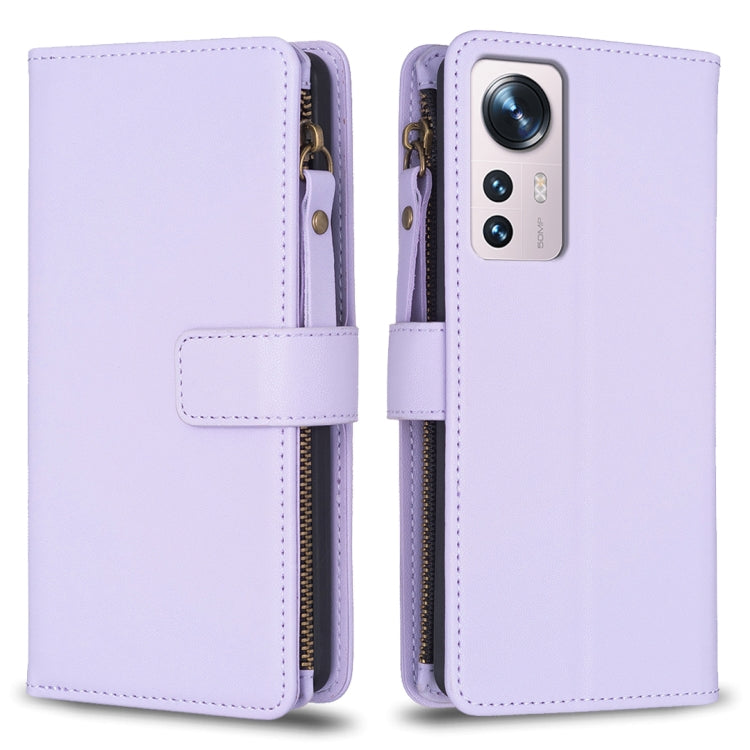 Custodia per telefono a conchiglia in pelle con portafoglio con cerniera a 9 slot per schede, For Xiaomi Redmi 10C, For Xiaomi 12 Pro, For Xiaomi 12, For Xiaomi Redmi Note 11 Pro