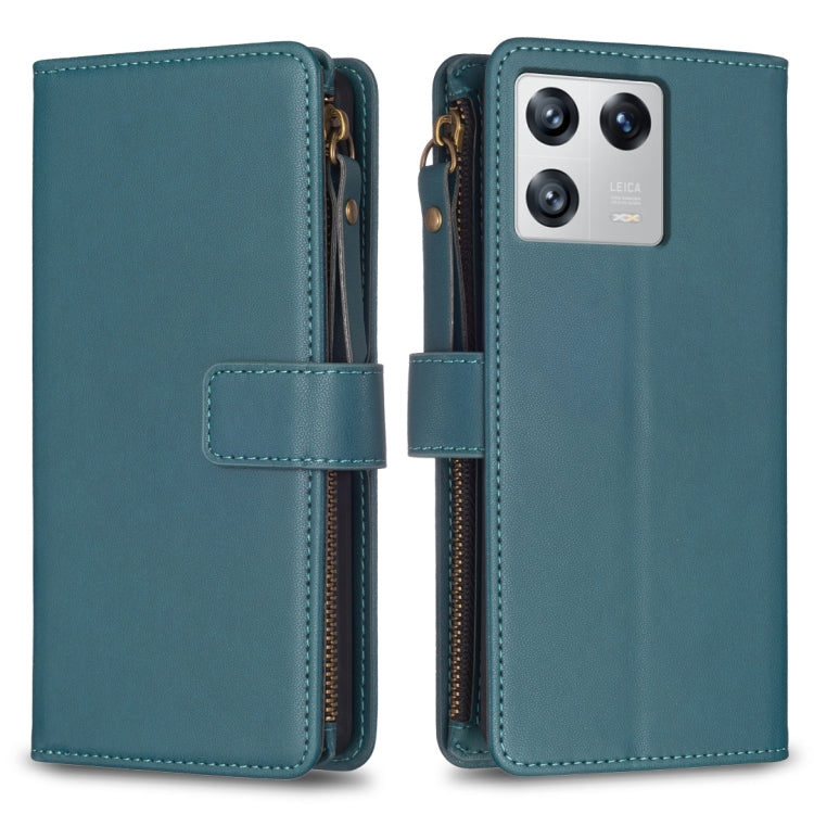 Custodia per telefono a conchiglia in pelle con portafoglio con cerniera a 9 slot per schede, For Xiaomi 13, For Xiaomi 12T / 12T Pro, For Xiaomi 12 Lite, For Xiaomi Redmi 10 5G