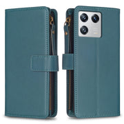 Custodia per telefono a conchiglia in pelle con portafoglio con cerniera a 9 slot per schede, For Xiaomi 13, For Xiaomi 12T / 12T Pro, For Xiaomi 12 Lite, For Xiaomi Redmi 10 5G