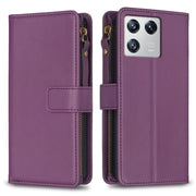 Custodia per telefono a conchiglia in pelle con portafoglio con cerniera a 9 slot per schede, For Xiaomi 13, For Xiaomi 12T / 12T Pro, For Xiaomi 12 Lite, For Xiaomi Redmi 10 5G