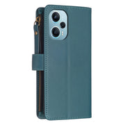 Custodia per telefono a conchiglia in pelle con portafoglio con cerniera a 9 slot per schede, For Xiaomi Poco F5 5G, For Xiaomi Redmi Note 12S 4G, For Xiaomi Redmi Note 12 4G, For Xiaomi Civi 3 5G