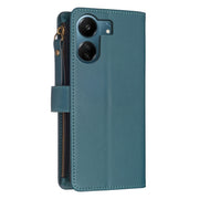 Custodia per telefono a conchiglia in pelle con portafoglio con cerniera a 9 slot per schede, For Xiaomi Redmi 13C, For Xiaomi Redmi Note 13 Pro+ 5G, For Xiaomi Redmi Note 13 Pro 5G, For Xiaomi Redmi 12 4G