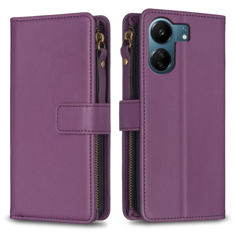 Custodia portafoglio in pelle con 9 slot per Xiaomi Redmi 13C