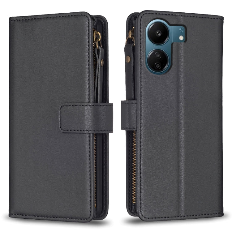 Custodia portafoglio in pelle con 9 slot per Xiaomi Redmi 13C