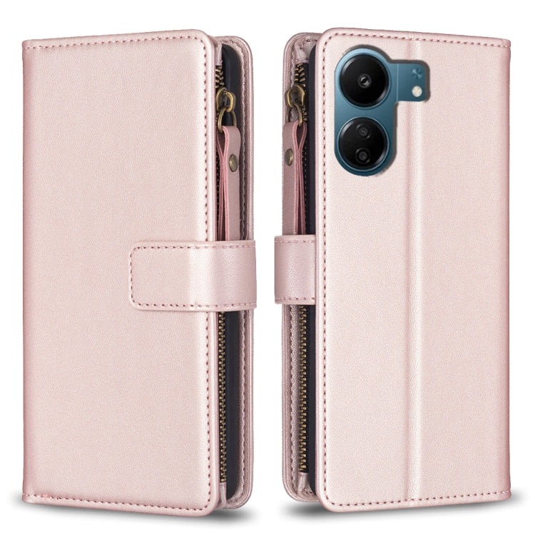 Custodia portafoglio in pelle con 9 slot per Xiaomi Redmi 13C