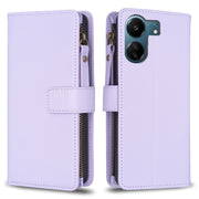 Custodia per telefono a conchiglia in pelle con portafoglio con cerniera a 9 slot per schede, For Xiaomi Redmi 13C, For Xiaomi Redmi Note 13 Pro+ 5G, For Xiaomi Redmi Note 13 Pro 5G, For Xiaomi Redmi 12 4G