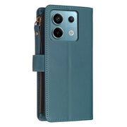 Custodia per telefono a conchiglia in pelle con portafoglio con cerniera a 9 slot per schede, For Xiaomi Redmi Note 13 Pro 4G Global, For Xiaomi Poco M6 Pro 4G, For Xiaomi Redmi Note 13 4G Global, For Xiaomi Redmi Note 13