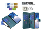 Custodia per telefono a conchiglia in pelle con portafoglio con cerniera a 9 slot per schede, For Xiaomi Redmi Note 13 Pro 4G Global, For Xiaomi Poco M6 Pro 4G, For Xiaomi Redmi Note 13 4G Global, For Xiaomi Redmi Note 13