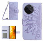 Skin Feel Custodia per telefono in pelle con flip in rilievo Sun Flower con cordino, For Realme C53, For Realme 11 4G Global