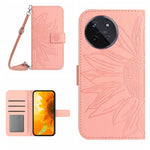 Skin Feel Custodia per telefono in pelle con flip in rilievo Sun Flower con cordino, For Realme C53, For Realme 11 4G Global