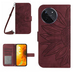 Skin Feel Custodia per telefono in pelle con flip in rilievo Sun Flower con cordino, For Realme C53, For Realme 11 4G Global