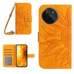 Skin Feel Custodia per telefono in pelle con flip in rilievo Sun Flower con cordino, For Realme C53, For Realme 11 4G Global