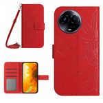 Skin Feel Custodia per telefono in pelle con flip in rilievo Sun Flower con cordino, For Realme C67 4G, For Realme 11 5G Global