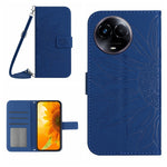 Skin Feel Custodia per telefono in pelle con flip in rilievo Sun Flower con cordino, For Realme C67 4G, For Realme 11 5G Global