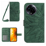 Skin Feel Custodia per telefono in pelle con flip in rilievo Sun Flower con cordino, For Realme C67 4G, For Realme 11 5G Global