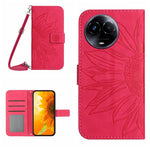 Skin Feel Custodia per telefono in pelle con flip in rilievo Sun Flower con cordino, For Realme C67 4G, For Realme 11 5G Global