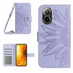 Skin Feel Custodia per telefono in pelle con flip in rilievo Sun Flower con cordino, For Realme C67 4G, For Realme 11 5G Global