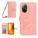 Skin Feel Custodia per telefono in pelle con flip in rilievo Sun Flower con cordino, For Realme C67 4G, For Realme 11 5G Global