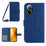Skin Feel Custodia per telefono in pelle con flip in rilievo Sun Flower con cordino, For Realme C67 4G, For Realme 11 5G Global