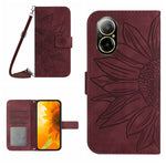 Skin Feel Custodia per telefono in pelle con flip in rilievo Sun Flower con cordino, For Realme C67 4G, For Realme 11 5G Global
