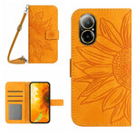 Skin Feel Custodia per telefono in pelle con flip in rilievo Sun Flower con cordino, For Realme C67 4G, For Realme 11 5G Global