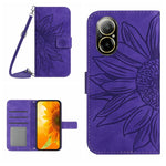 Skin Feel Custodia per telefono in pelle con flip in rilievo Sun Flower con cordino, For Realme C67 4G, For Realme 11 5G Global