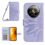 Skin Feel Custodia per telefono in pelle con flip in rilievo Sun Flower con cordino, For Realme 12+ Global, For Realme 12 Pro/12 Pro+ Global
