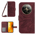 Skin Feel Custodia per telefono in pelle con flip in rilievo Sun Flower con cordino, For Realme 12+ Global, For Realme 12 Pro/12 Pro+ Global