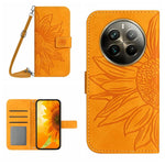 Skin Feel Custodia per telefono in pelle con flip in rilievo Sun Flower con cordino, For Realme 12+ Global, For Realme 12 Pro/12 Pro+ Global