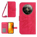 Skin Feel Custodia per telefono in pelle con flip in rilievo Sun Flower con cordino, For Realme 12+ Global, For Realme 12 Pro/12 Pro+ Global