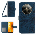 Skin Feel Custodia per telefono in pelle con flip in rilievo Sun Flower con cordino, For Realme 12+ Global, For Realme 12 Pro/12 Pro+ Global
