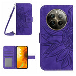 Skin Feel Custodia per telefono in pelle con flip in rilievo Sun Flower con cordino, For Realme 12+ Global, For Realme 12 Pro/12 Pro+ Global