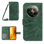 Skin Feel Custodia per telefono in pelle con flip in rilievo Sun Flower con cordino, For Realme 12+ Global, For Realme 12 Pro/12 Pro+ Global