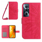 Skin Feel Custodia per telefono in pelle con flip in rilievo Sun Flower con cordino, For Realme C65 4G