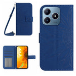 Skin Feel Custodia per telefono in pelle con flip in rilievo Sun Flower con cordino, For Realme C63 4G Global/ C61, For Realme 12 5G Global