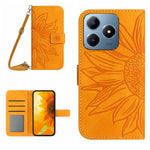 Skin Feel Custodia per telefono in pelle con flip in rilievo Sun Flower con cordino, For Realme C63 4G Global/ C61, For Realme 12 5G Global