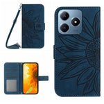 Skin Feel Custodia per telefono in pelle con flip in rilievo Sun Flower con cordino, For Realme C63 4G Global/ C61, For Realme 12 5G Global