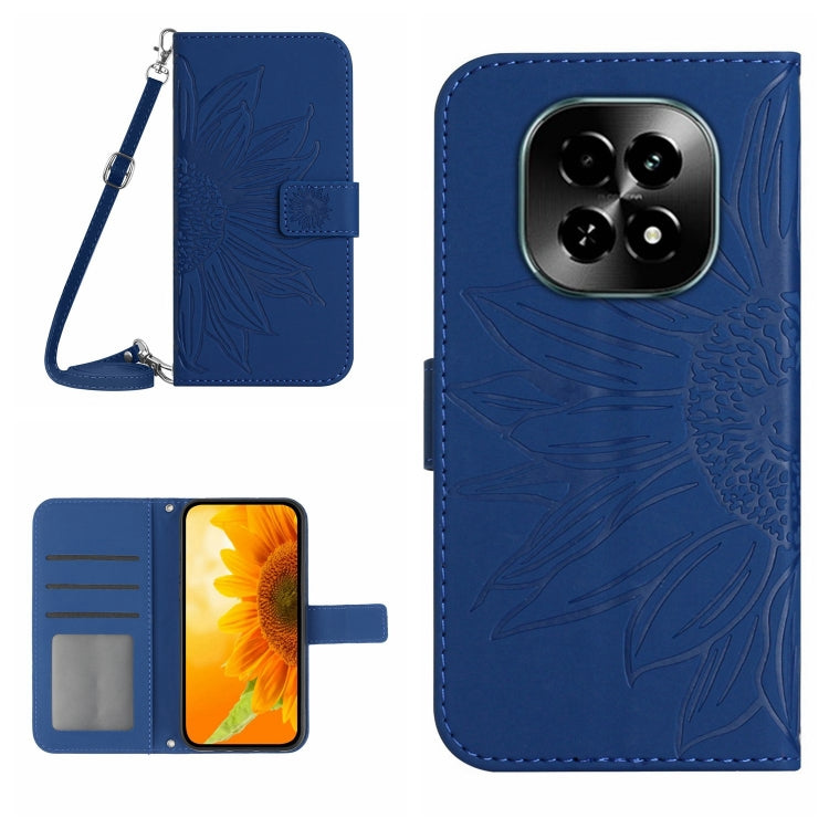 Skin Feel Custodia per telefono in pelle con flip in rilievo Sun Flower con cordino, For Realme 13 Pro 5G / 13 Pro+ 5G, For Realme C63 5G