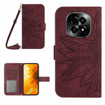 Skin Feel Custodia per telefono in pelle con flip in rilievo Sun Flower con cordino, For Realme 13 Pro 5G / 13 Pro+ 5G, For Realme C63 5G