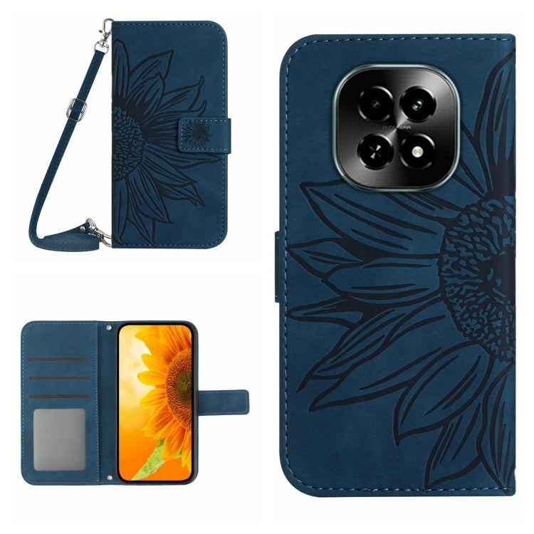 Skin Feel Custodia per telefono in pelle con flip in rilievo Sun Flower con cordino, For Realme 13 Pro 5G / 13 Pro+ 5G, For Realme C63 5G