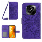 Skin Feel Custodia per telefono in pelle con flip in rilievo Sun Flower con cordino, For Realme 13 Pro 5G / 13 Pro+ 5G, For Realme C63 5G
