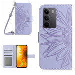 Skin Feel Custodia per telefono in pelle con flip in rilievo Sun Flower con cordino, For Realme C75 4G, For Realme 13+ 5G Global