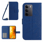 Skin Feel Custodia per telefono in pelle con flip in rilievo Sun Flower con cordino, For Realme C75 4G, For Realme 13+ 5G Global