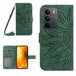 Skin Feel Custodia per telefono in pelle con flip in rilievo Sun Flower con cordino, For Realme C75 4G, For Realme 13+ 5G Global