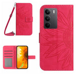 Skin Feel Custodia per telefono in pelle con flip in rilievo Sun Flower con cordino, For Realme C75 4G, For Realme 13+ 5G Global
