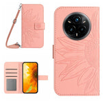 Skin Feel Custodia per telefono in pelle con flip in rilievo Sun Flower con cordino, For Realme P3 Pro 5G Global, For Realme 14 Pro+ 5G