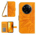 Skin Feel Custodia per telefono in pelle con flip in rilievo Sun Flower con cordino, For Realme P3 Pro 5G Global, For Realme 14 Pro+ 5G