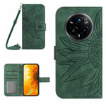 Skin Feel Custodia per telefono in pelle con flip in rilievo Sun Flower con cordino, For Realme P3 Pro 5G Global, For Realme 14 Pro+ 5G